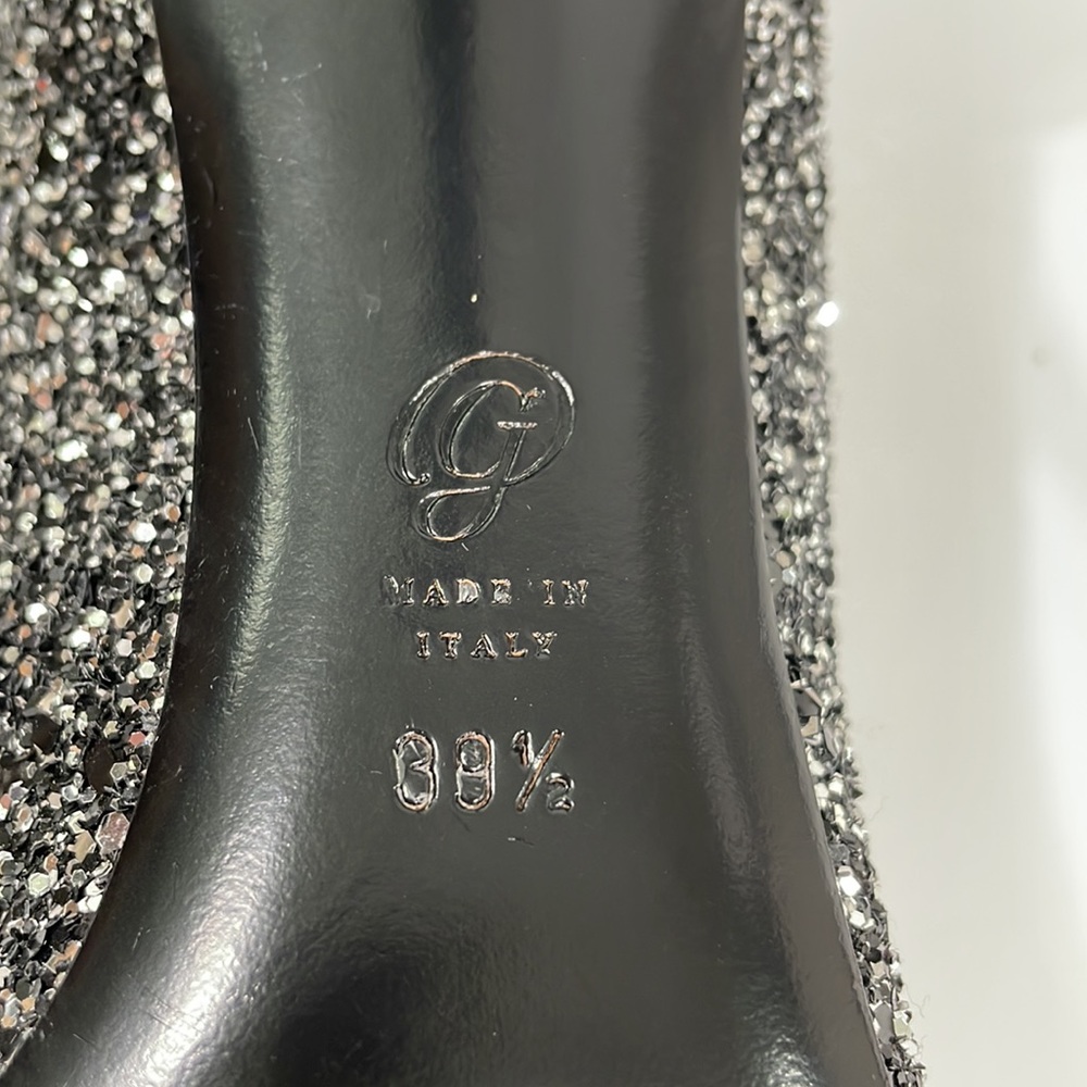 M.Gemi Heels Pumps Made In Italy Black and Silver Sparkle Dressy 39.5 8.5-9 - Picture 7 of 9